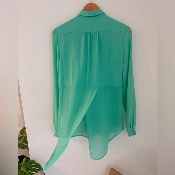 FREE PEOPLE ~ Emerald Green Button Down Blouse ~ size XS - Picture 7 of 7